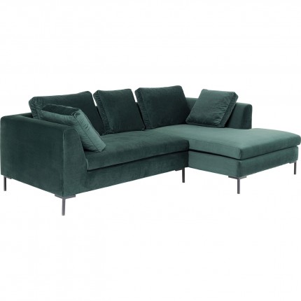 Canapé d'angle Gianna 270cm droite velours vert foncé pieds acier Kare Design
