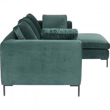 Canapé d'angle Gianna 270cm droite velours vert foncé pieds acier Kare Design