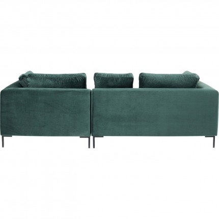 Canapé d'angle Gianna 270cm droite velours vert foncé pieds acier Kare Design