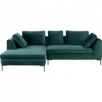 Canapé d'angle Gianna 270cm gauche velours vert foncé pieds acier Kare Design Canapé d'angle Gianna 270cm gauche velours vert foncé pieds acier Kare Design