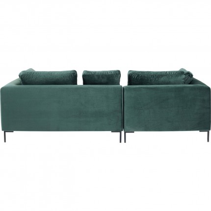 Canapé d'angle Gianna 270cm gauche velours vert foncé pieds acier Kare Design Canapé d'angle Gianna 270cm gauche velours vert foncé pieds acier Kare Design