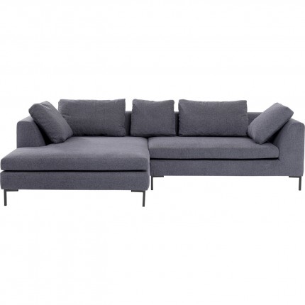 Canapé d'angle Gianna 290cm gauche gris foncé pieds noirs Kare Design