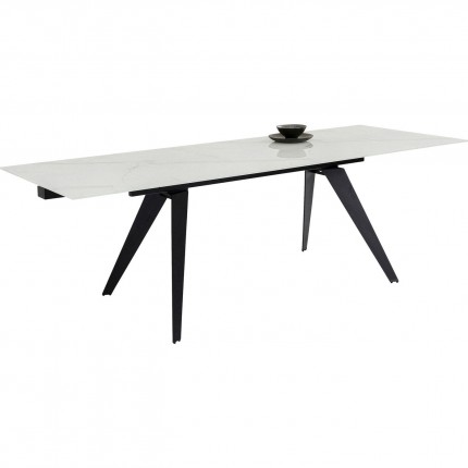 Table à rallonges Amsterdam 160x90cm effet marbre blanc Kare Design