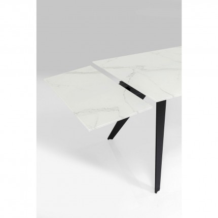 Table à rallonges Amsterdam 160x90cm effet marbre blanc Kare Design