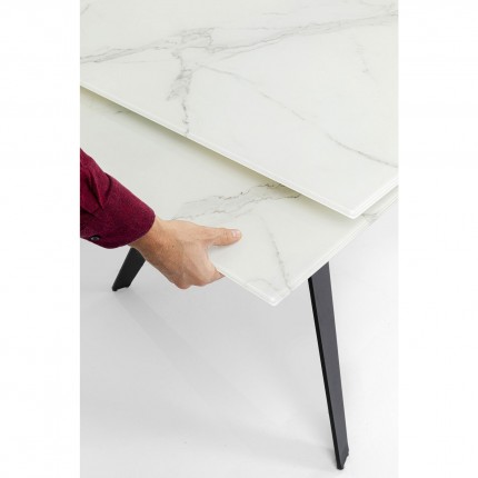 Table à rallonges Amsterdam 160x90cm effet marbre blanc Kare Design