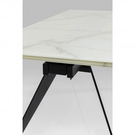 Table à rallonges Amsterdam 160x90cm effet marbre blanc Kare Design