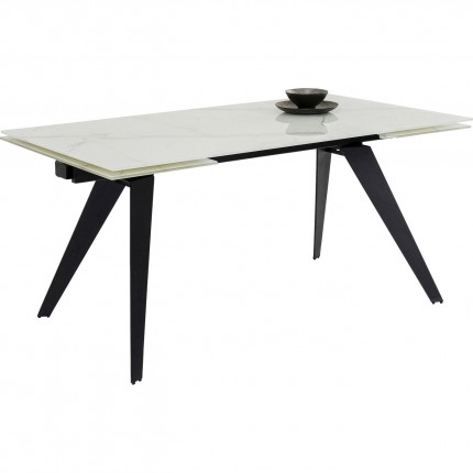 Table à rallonges Amsterdam 160x90cm effet marbre blanc Kare Design