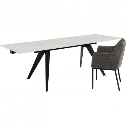 Table à rallonges Amsterdam 160x90cm effet marbre blanc Kare Design