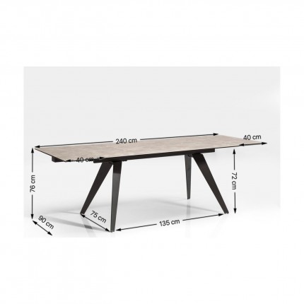 Table à rallonges Amsterdam 160x90cm effet marbre blanc Kare Design