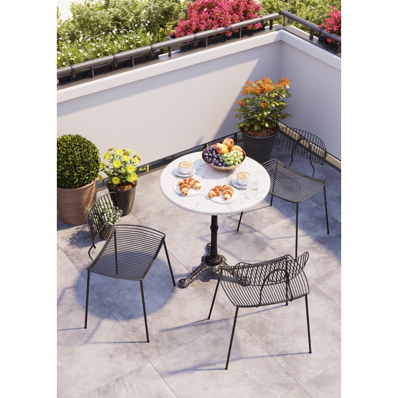 Table Bistrot marbre blanche ronde 60cm Kare Design