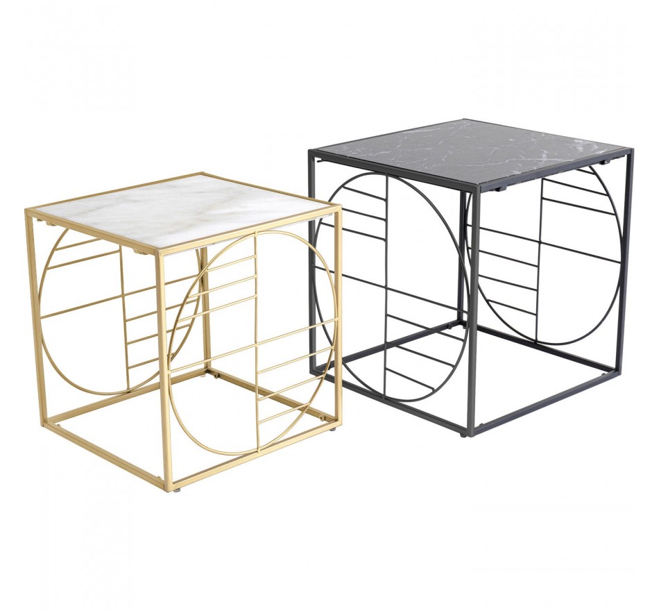 Table basse Techno marbre set de 2 Kare Design