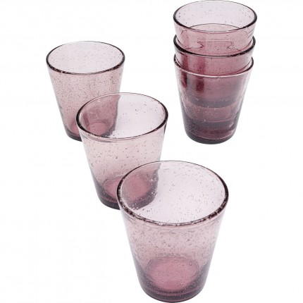 Verres à eau Bubble mauve set de 6 Kare Design