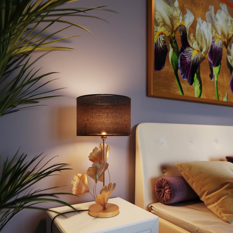Lampe de table feuilles de ginkgo dorées Kare Design