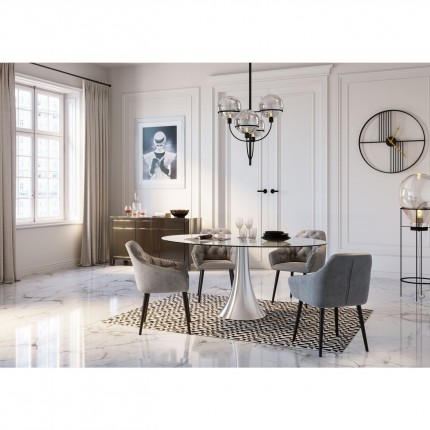Chaise avec accoudoirs Kira velours gris Kare Design