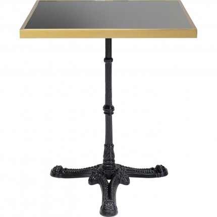 Table Bistrot carrée 60x60cm granit noir et or Kare Design