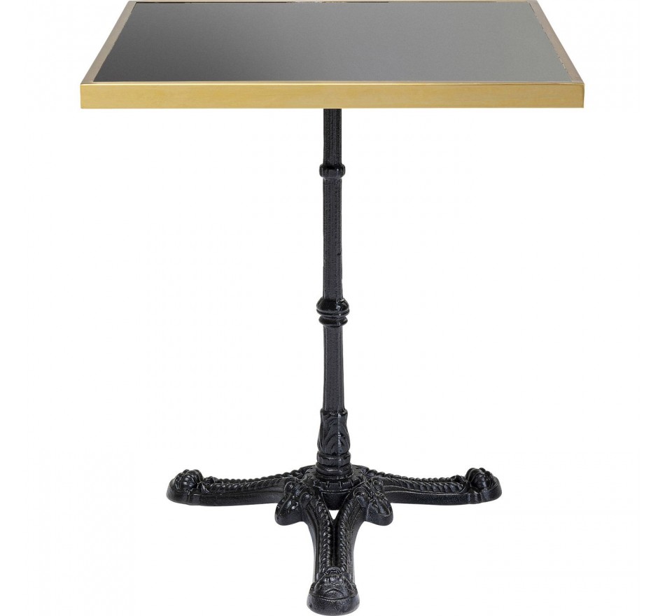 Table Bistrot marbre noir et or carrée 60x60cm Kare Design