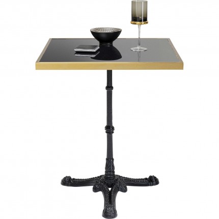 Table Bistrot marbre noir et or carrée 60x60cm Kare Design