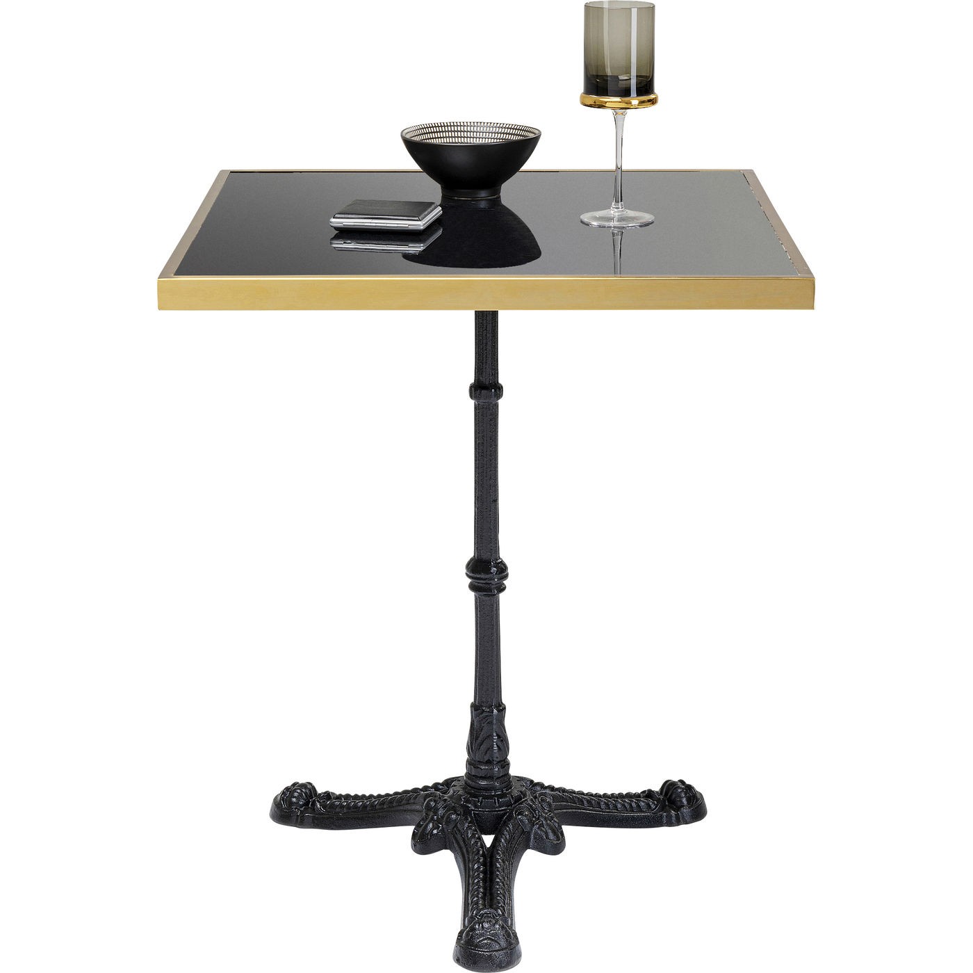 Table Bistrot carrée 60x60cm marbre noir et or Kare Design