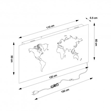 Applique carte du monde LED Kare Design