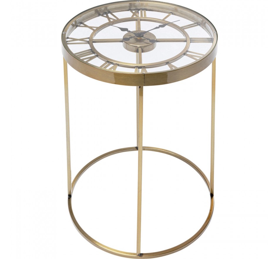 Table d'appoint horloge laiton 42cm Kare Design