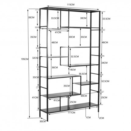 Étagère Loft 195x115cm dorée Kare Design