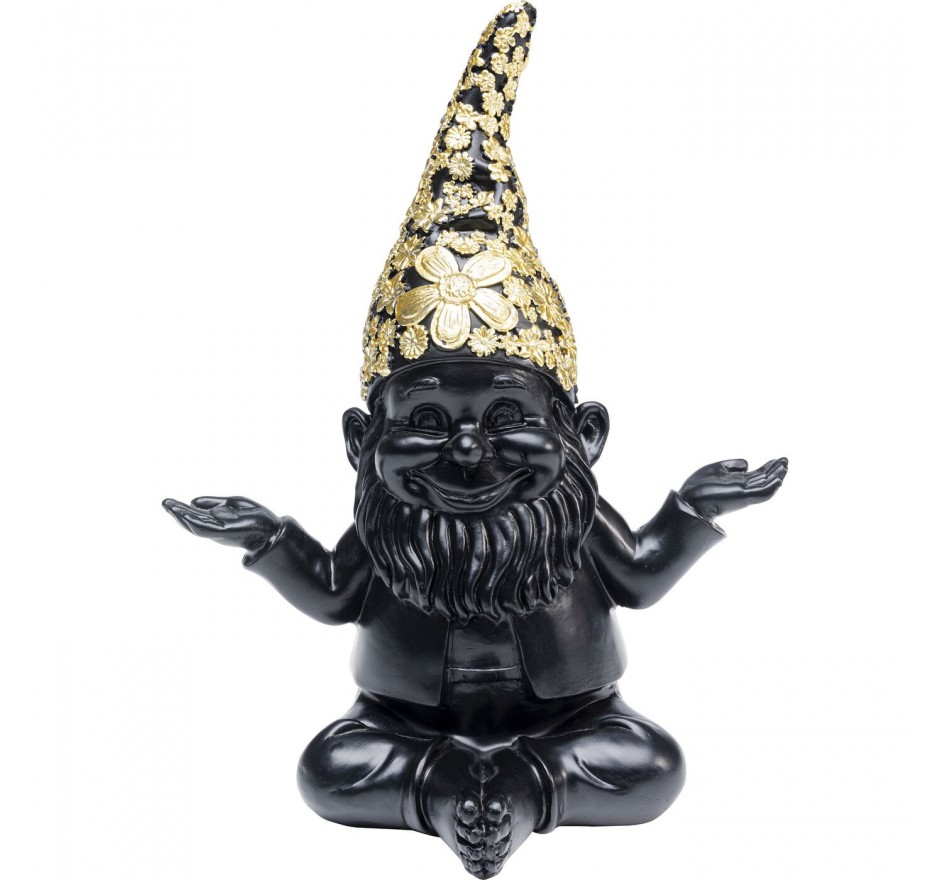 Déco nain noir fleurs zen 19cm Kare Design