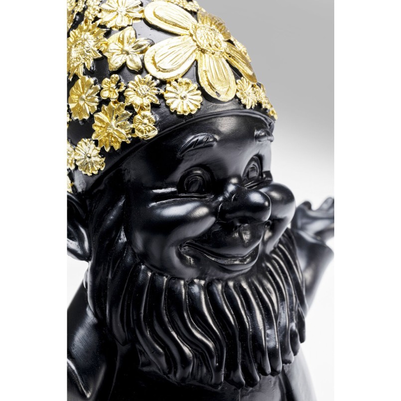 Déco nain noir fleurs zen 19cm Kare Design