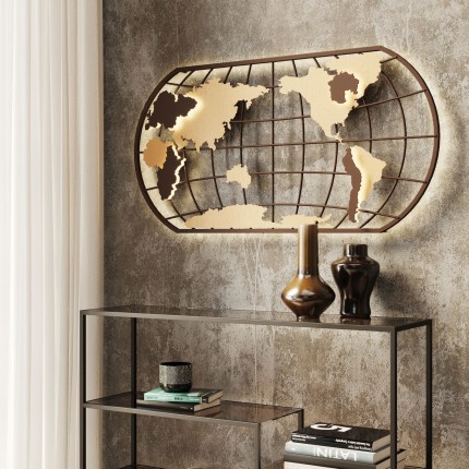 Applique murale Grid carte du monde LED Kare Design