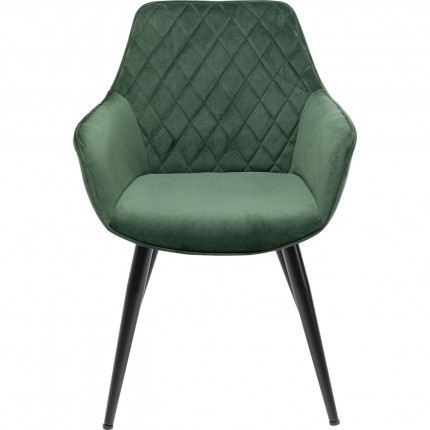 Chaise avec accoudoirs Harry velours vert Kare Design