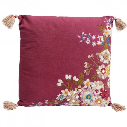 Coussin fleurs bordeaux Kare Design