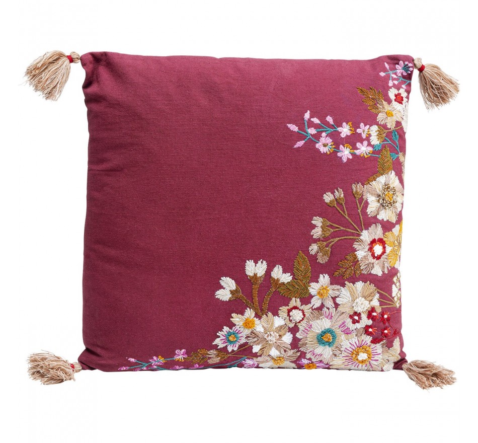 Coussin fleurs bordeaux Kare Design