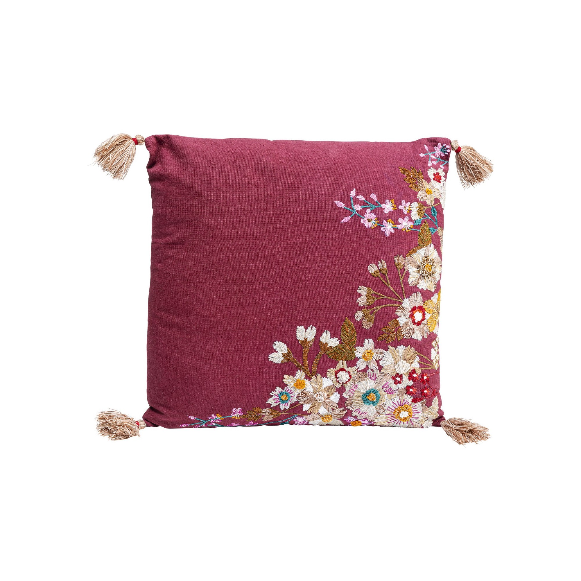 Coussin fleurs bordeaux Kare Design