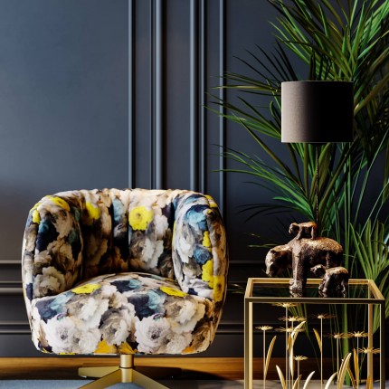 Fauteuil pivotant Pivoines jaunes Kare Design