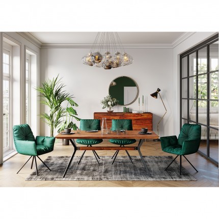 Chaise avec accoudoirs pivotante Mila velours vert Kare Design