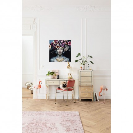 Tableau en verre femme fleurs pastel 80x80cm Kare Design