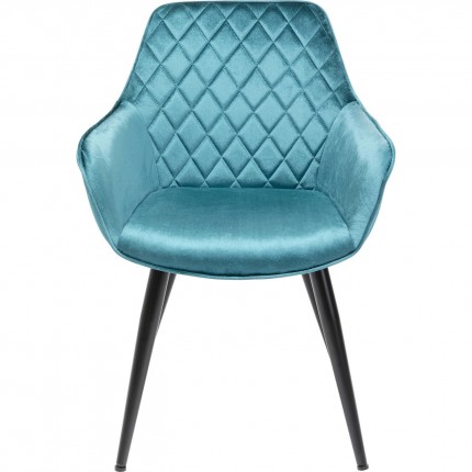 Chaise avec accoudoirs Harry velours bleu Kare Design