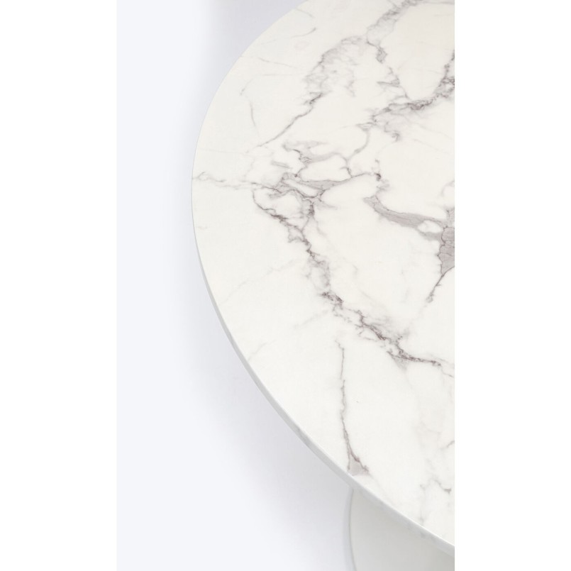 Table Schickeria look marbre blanc Ø80cm