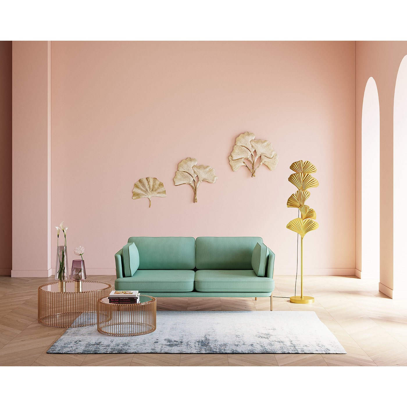Canapé Shirly 3 places vert menthe Kare Design