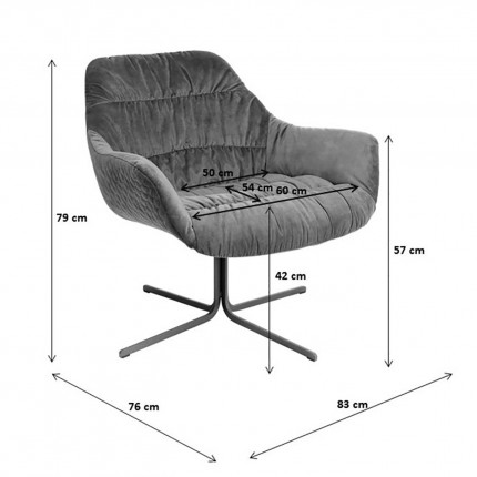 Fauteuil pivotant Bristol velours jaune Kare Design