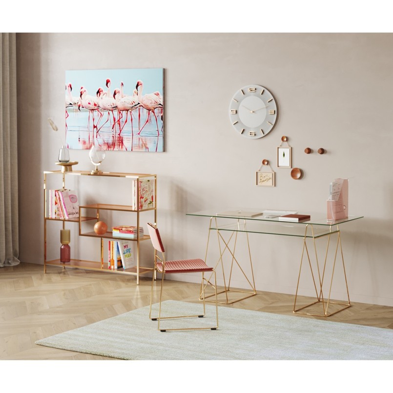 Wall Clock Leonardo White/Gold Kare Design