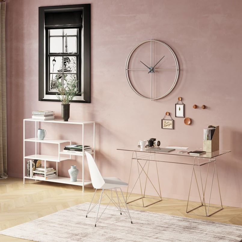 Bureau en verre Polar 135x65cm chromé Kare Design