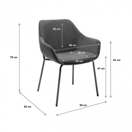 Chair with armrests Avignon green Kare Design