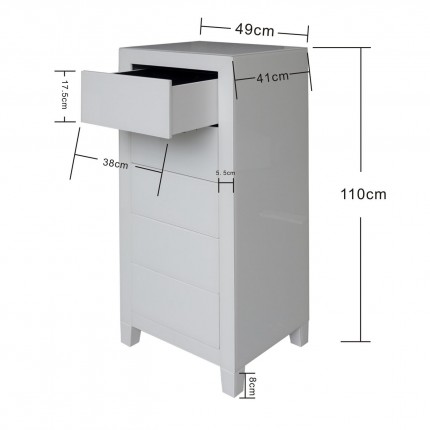 Chiffonnier Luxury Push 5 tiroirs gris Kare Design