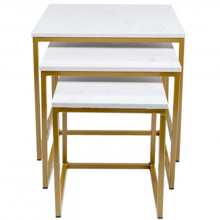 Tables d'appoint Key West dorées set de 3 Kare Design