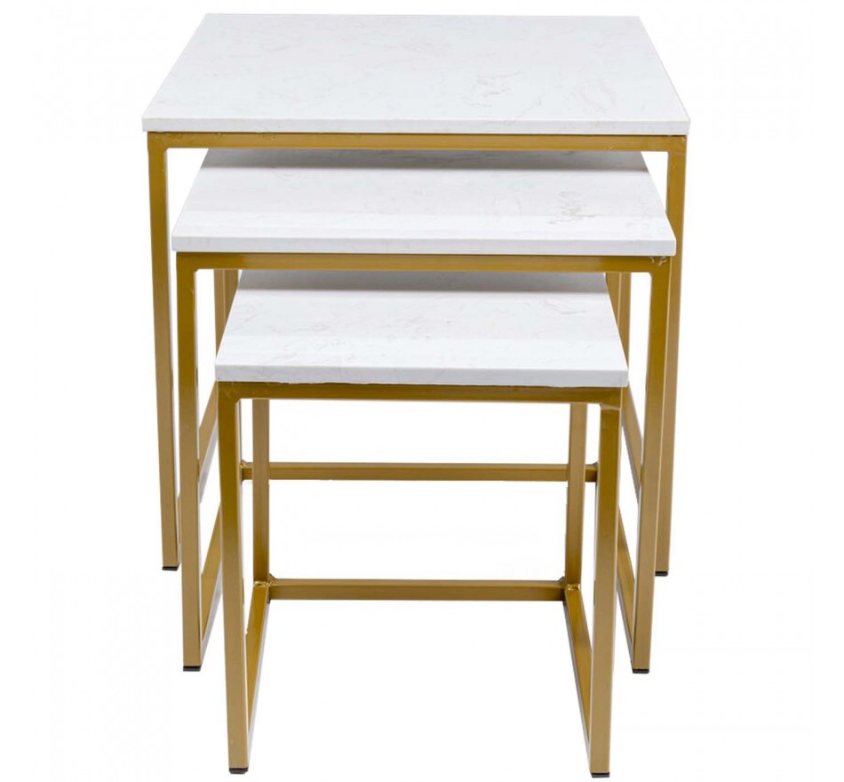 Tables d'appoint Key West dorées set de 3 Kare Design