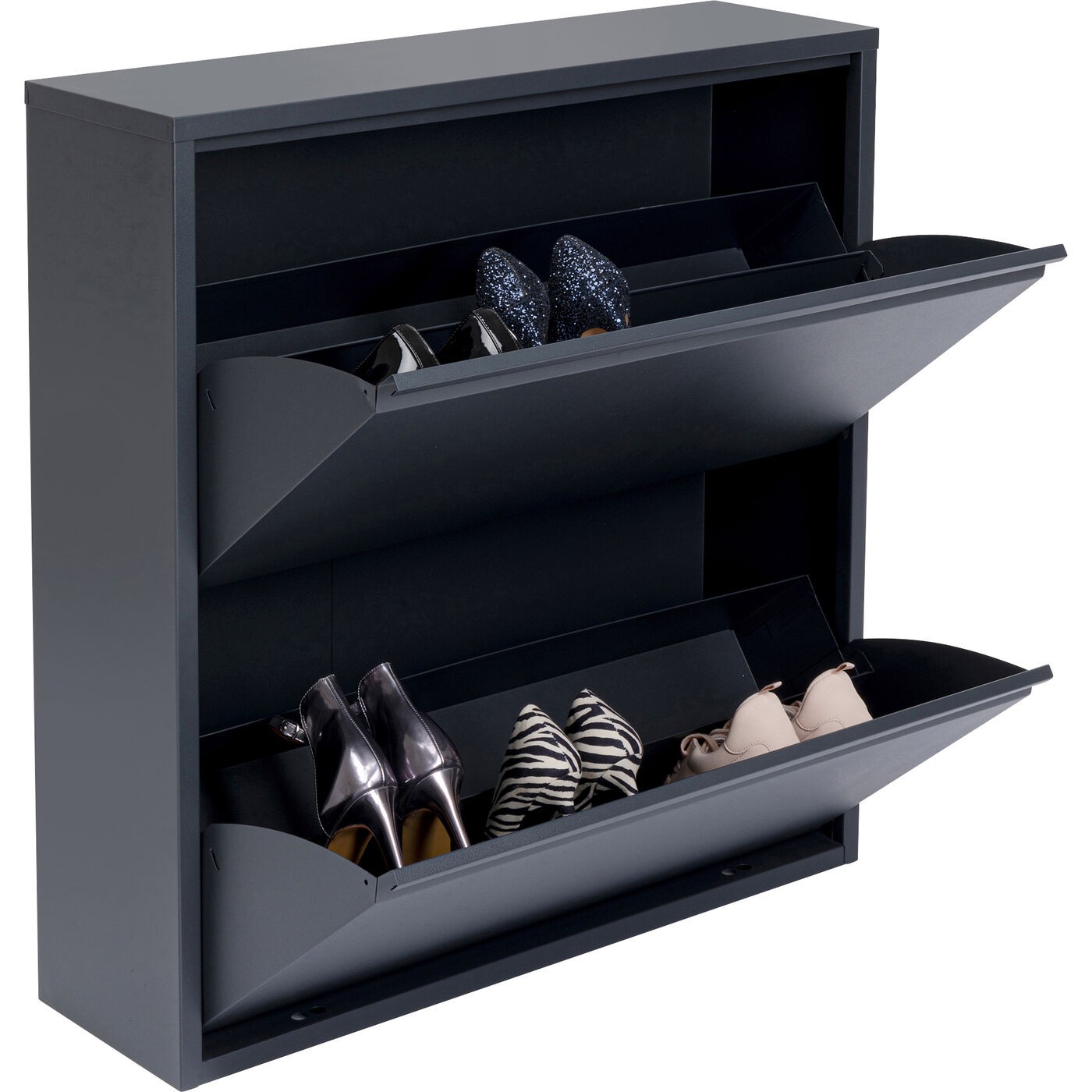 Casier à chaussures Caruso anthracite 2 tiroirs Kare Design