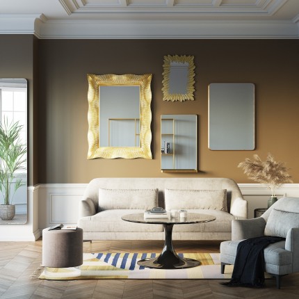 Wall Mirror Curve rectangular 120x80cm brass Kare Design