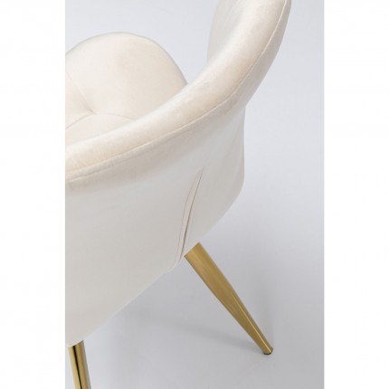 Chaise Viva velours crème et or Kare Design