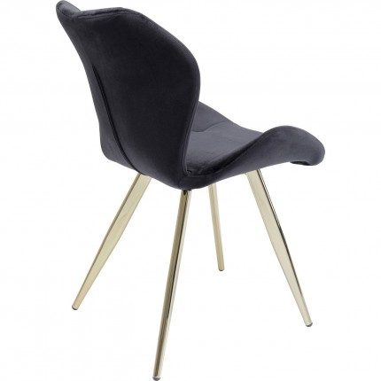 Chaise Viva velours noir et or Kare Design