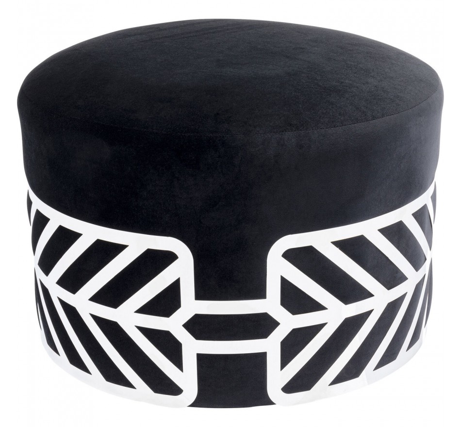Tabouret Jenna velours noir et argent Kare Design